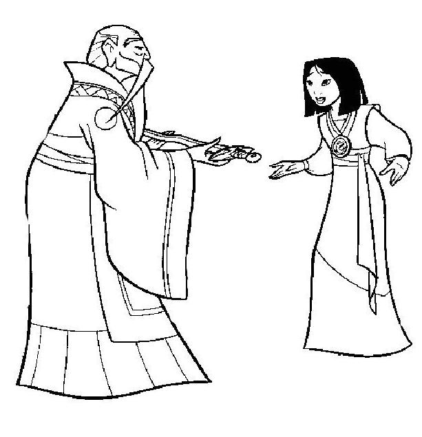 coloriage mulan et son pere